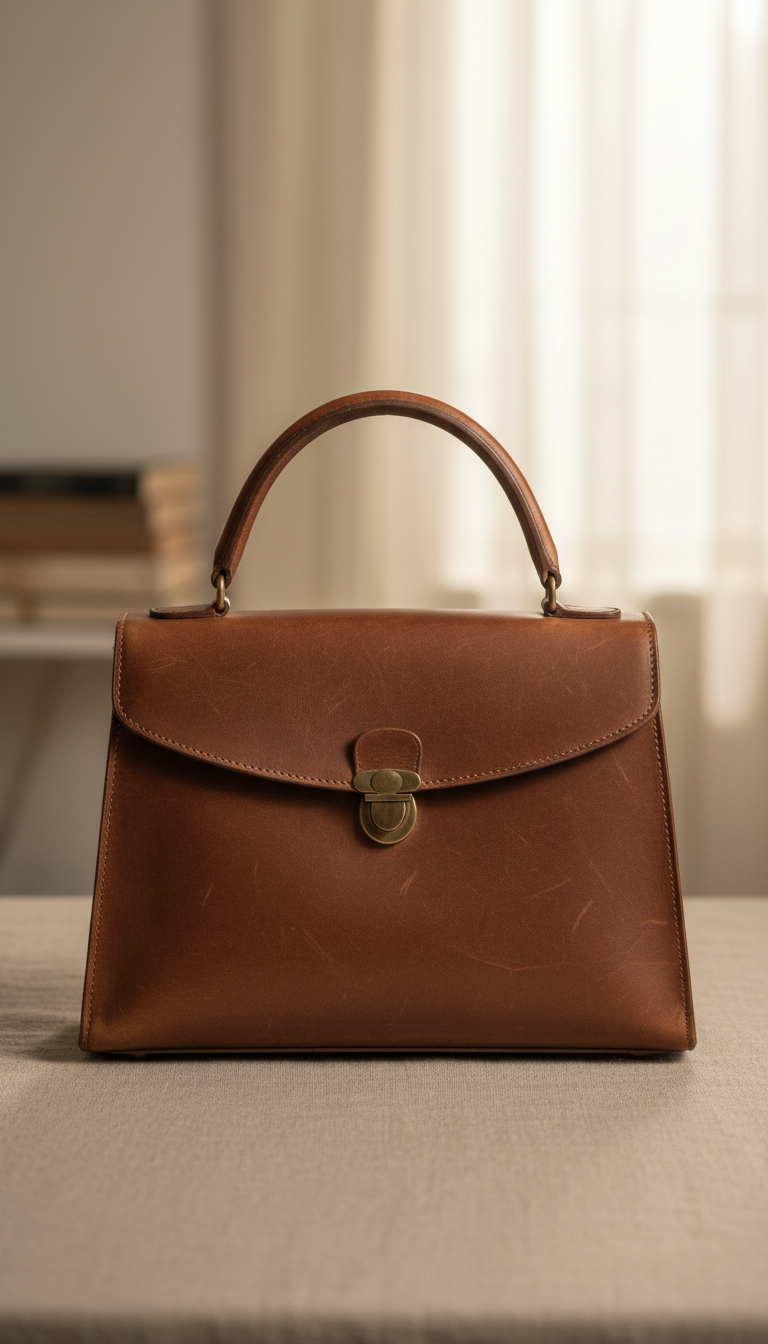 Weathered Walnut Top Handle Bag